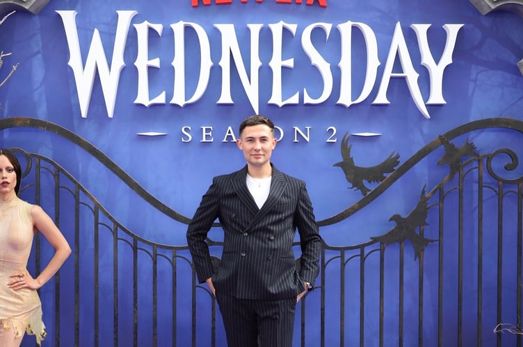 Flynn West at the premiere of Wednesday season two