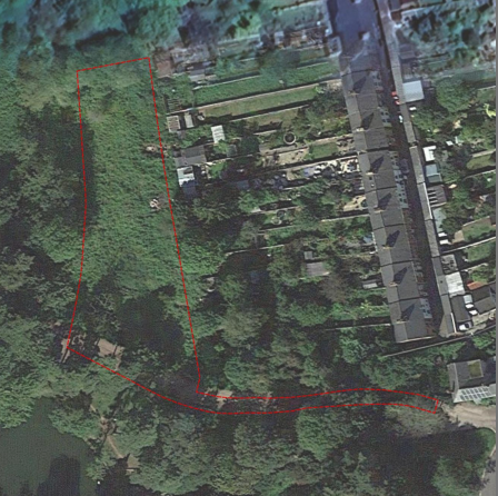 The planned site for the development of two bungalows is outlined in red