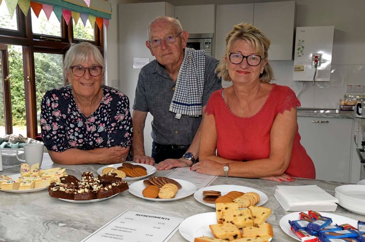 Olivia Clabburn, Alex Reynolds and Marion King at Nynehead Flower Show
