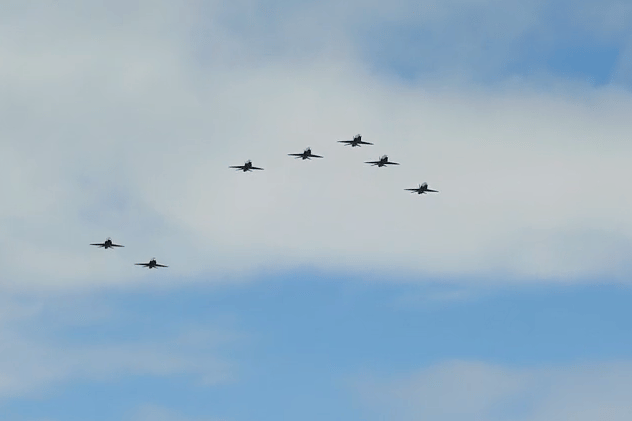 The Red Arrows flew over Wellington Monument and West Buckland.
