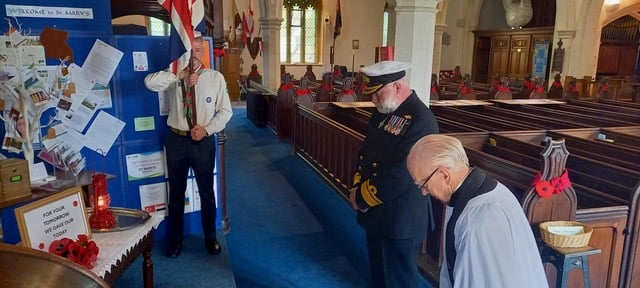 Reverence paid to peace lamp at Hemyock Church for the 80th anniversary of VJ Day
