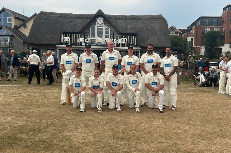 Somerset Legends XI, back left to right - Mike Burns, Keith Parsons, Andy Caddick, Mike Parsons, Steffan Jones, Pete Trego; front Sophie Luff, Chloe Skelton Jamie Cox, Jess Hazell and James Hildreth  