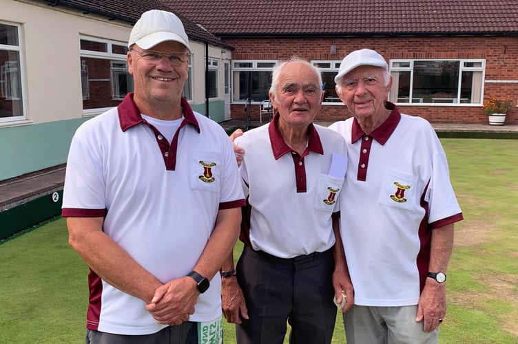 Left to right: Jay Merrell, Ernie Windsor (marker) and Mike Connor
