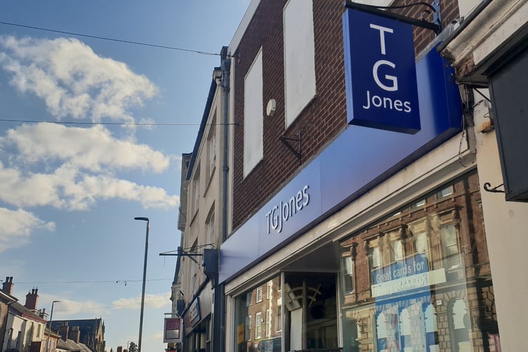 New name, same business, as TG Jones replaces WH Smith in Wellington town centre.