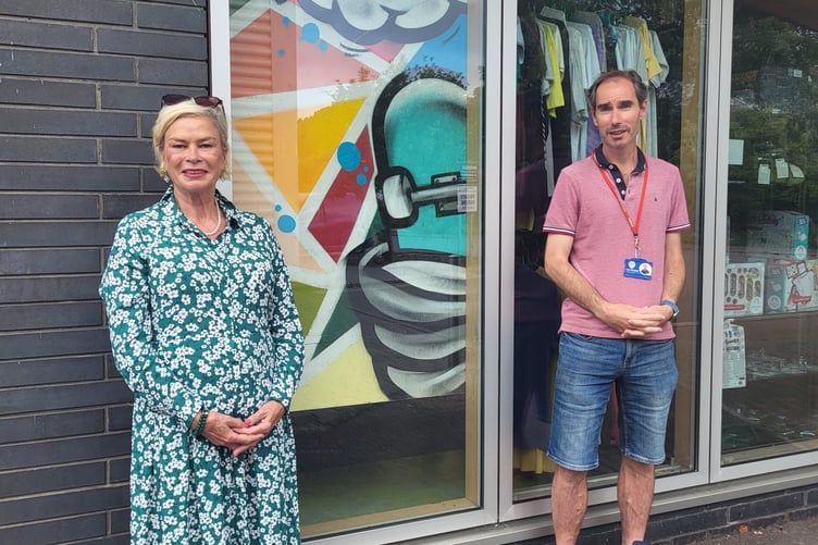 MP for Tiverton and Minehead Rachel Gilmour with Paul Matcham at the Minehead Eye