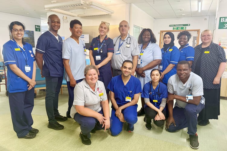 Some of the staff of Exmoor ward in Musgrove Park Hospital, Taunton.