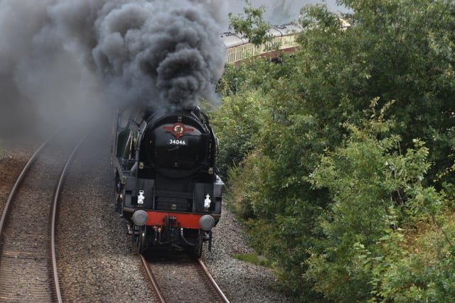 Full steam ahead for BRAUNTON hauling The Riviera Express on it's way to Kingwear through Wellington.