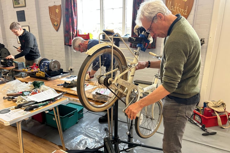 A bicycle being repaired at a previous Blackdown Hills Repair Café.