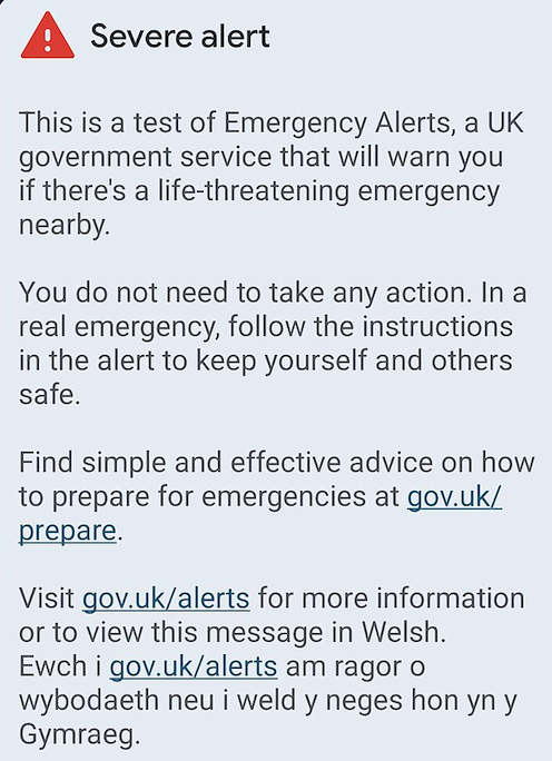 How the Government's emergency alert message should have read on your mobile phone.
