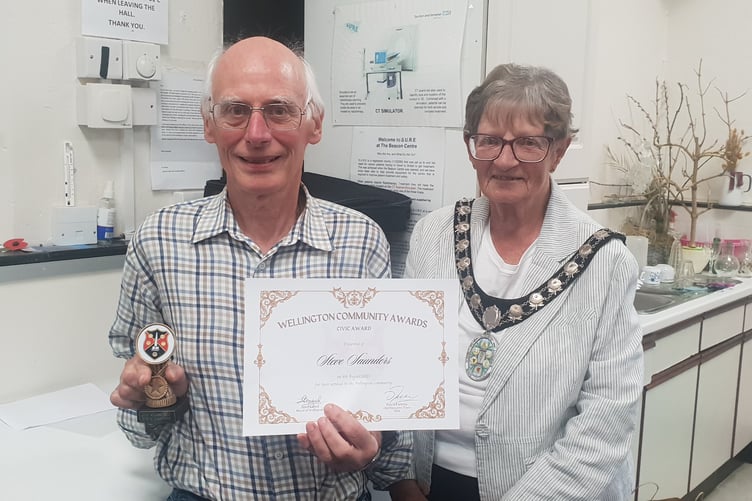 Environmental volunteer Steve Saunders was a popular recipient of WellingtonTown Council's annual civic award, presented by mayor Cllr Janet Lloyd.
