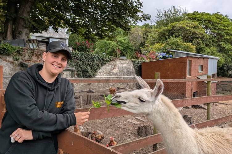 Harbour Housing's Kim with Lenny the llama.
