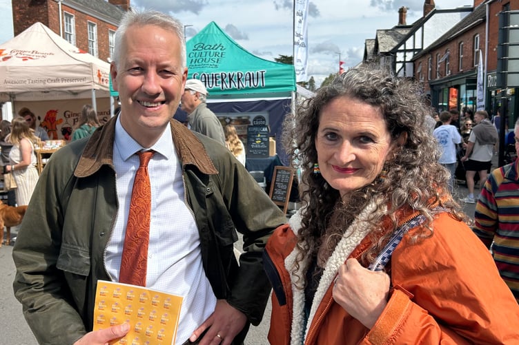 MP Gideon Amos and his wife Caro at eat:Wellington on Saturday.