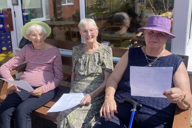 Camelot House choristers (left to right) Frances Eales, Joan Casey, and Patricia Hill.