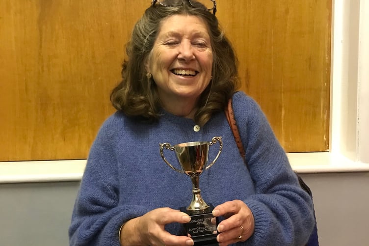 The Margaret Bowen Cup was presented to Patsy Caplan during Sampford Arundel Gardening Club's September meeting