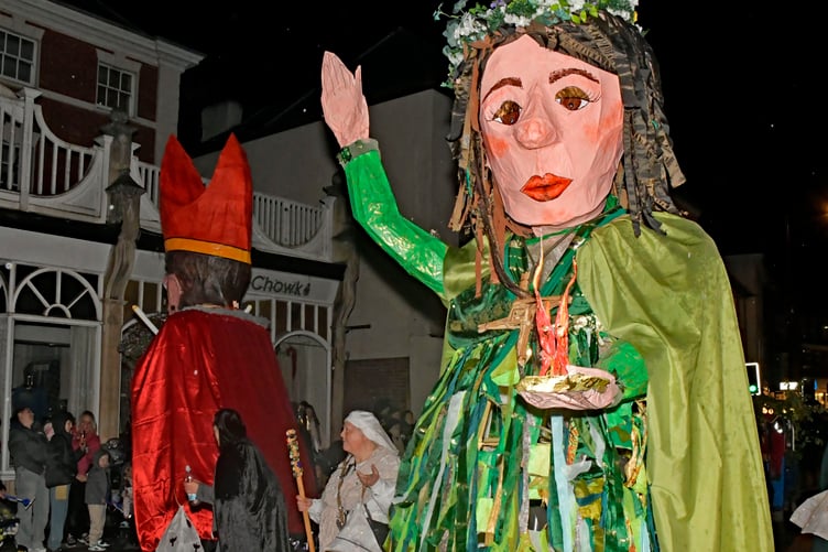 Giants among Wellington carnivalites were Bishop Blaize and Saint Brigit entered by the town's folk and customs society.