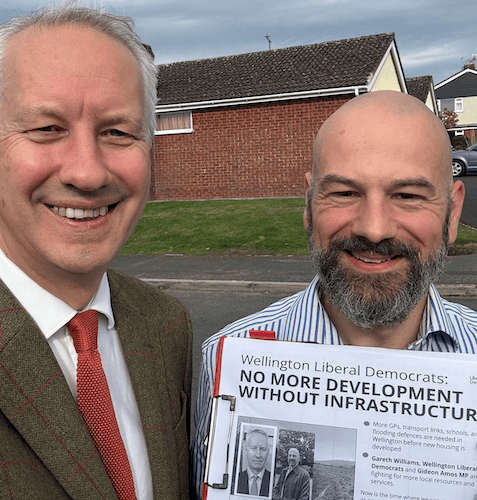 Wellington by-election candidate Gareth Williams (right) with local Liberal Democrat MP Gideon Amos.
