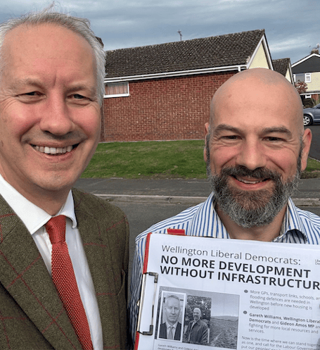 Wellington by-election candidate Gareth Williams (right) with local Liberal Democrat MP Gideon Amos.