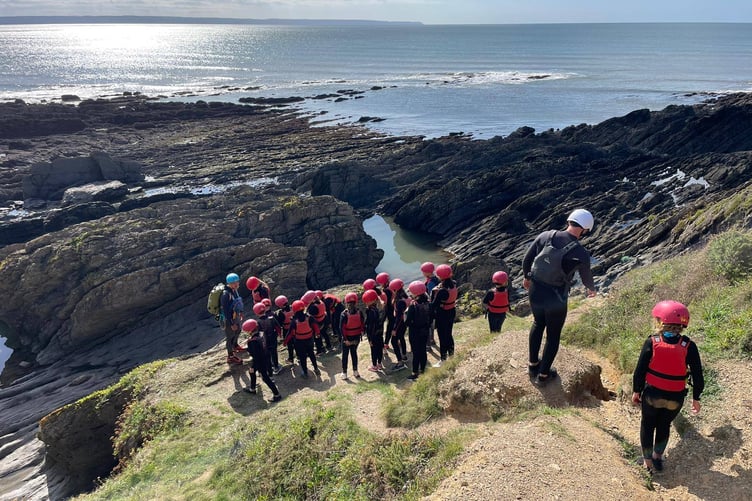 Pupils from Court Fields School, Wellington, took part in coasteering during a residential trip to North Devon.