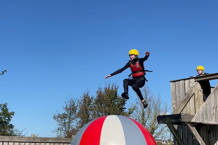 Students tackled wipeout-style obstacle courses as part of their trip.
