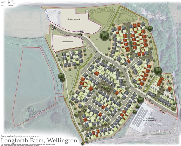 Detailed plans for 161 homes on Nynehead Road in Wellington.