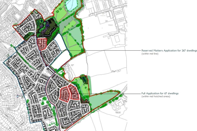 Location of additional homes within the Jurston Fields development on the A38 West Buckland Road in Wellington. 