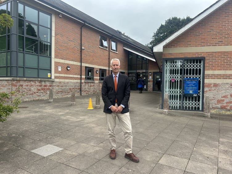 MP Gideon Amos outside of Wellington Medical Centre, which has taken on five more GPs since the closure of Luson Surgery.