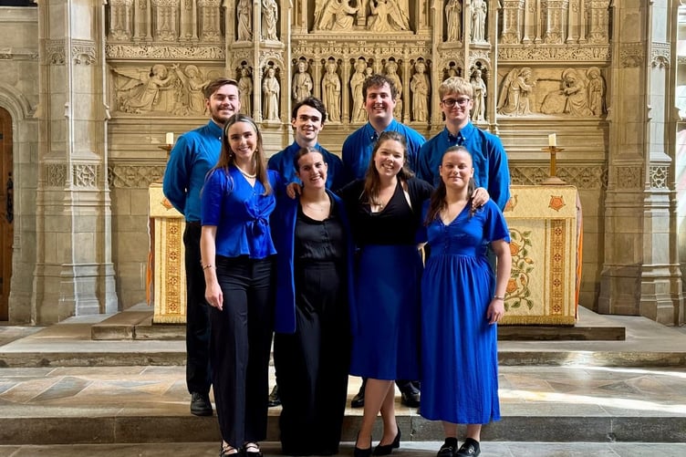 Bute Voices, who are to perform in Kittisford, picture in Brecon Cathedral.