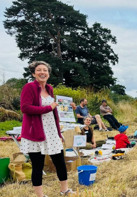 Helen Gillingham talking from 2024’s summer picnic on Fox’s Field