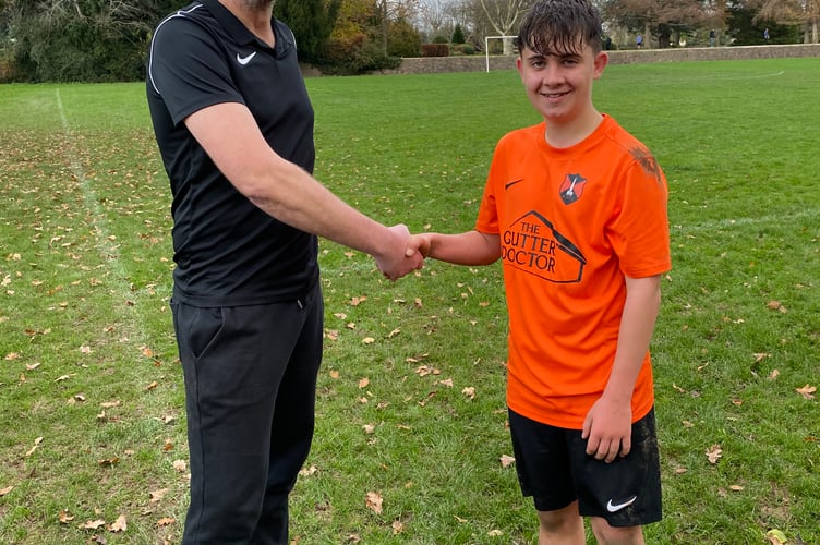 Player of the Match Matt T with coach Geoff Mold