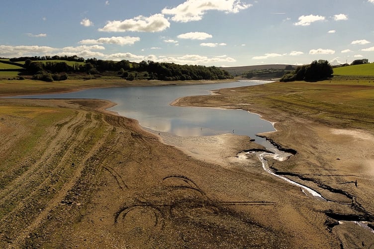 This photograph by Oliver How shows how low water levels fell in Wimbleball lake this summer.
