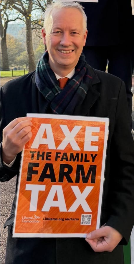 Wellington's MP Gideon Amos was campaigning for farmers ahead of Wednesday's Budget announcement.