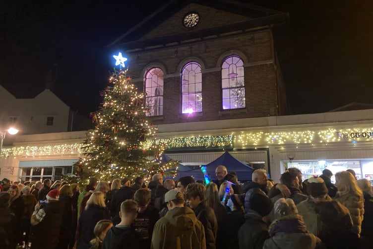 A scene from last year's Wiveliscombe Christmas lights switch-on event.