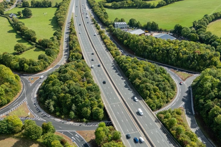 The stretch of M5 near Wellington's junction 26 where a bus and a car were in collision on Thursday night.