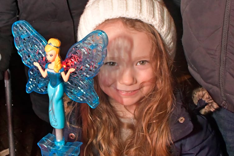 Elizabeth Ellison enjoying the Christmas light switch on.