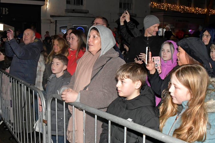 Crowds gathered to watch the lights switch on.