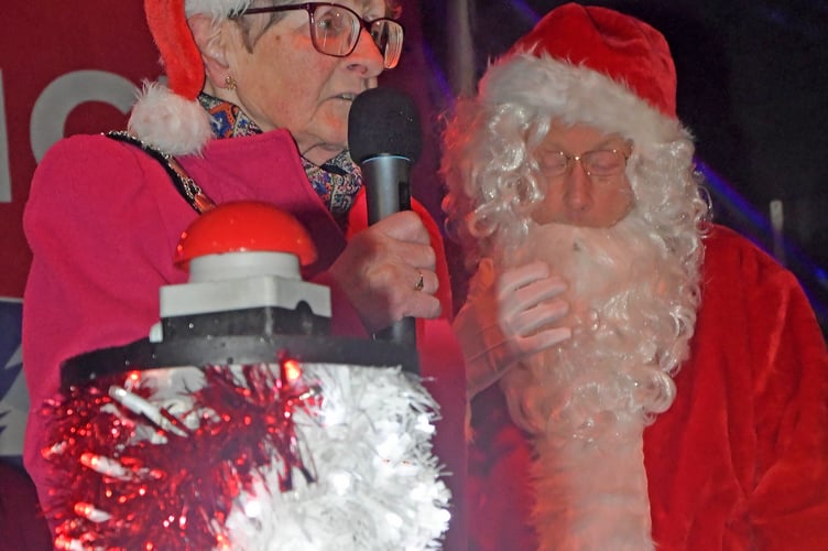Mayor Janet Lloyd with Father Christmas.