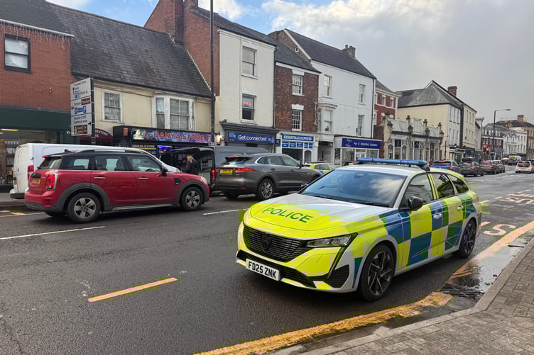 Three police cars and two other vehicles were at the scene.
