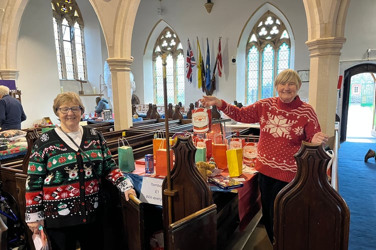 Hemyock church Christmas fayre organisers Hazel Partridge and Sarah Folland.
