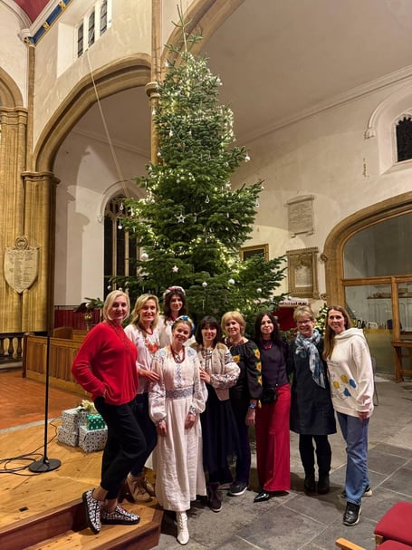 Helpers at the Ukrainian Christmas performance in St Andrew's Church, Wiveliscombe.