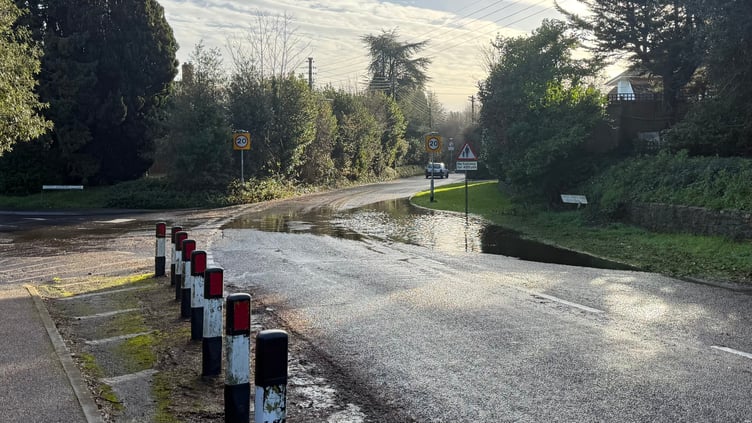 The junction into Pyles Thorne Close saw flooding.