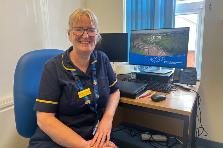 Stroke nurse Rebecca Larkham at her desk in Wellington Hospital.