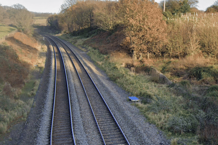 A stretch of the railway line near Burslecombe.