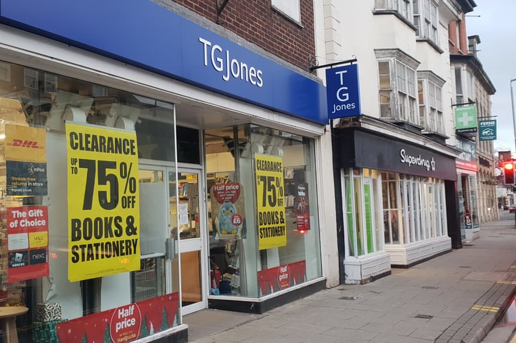 Wellington town centre's TG Jones, the former WH Smith store, is closing suddenly in the New Year.