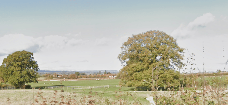The view over fields where Pegasus Group wants to build a housing estate, with Wellington in the distance.