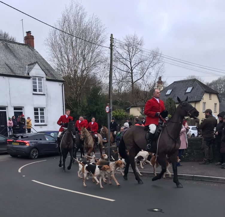 Devon and Somerset Staghounds ride out from their meet in Exford on New Year's Day.