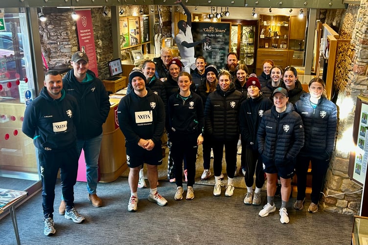 Somerset women's squad at the cricket museum