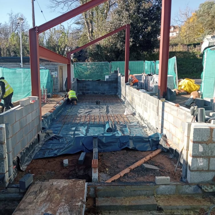 Work is underway in Wiveliscombe on Wivey Pool's new poolside pavilion.
