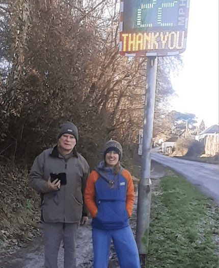 Town's first speed indicator device in use