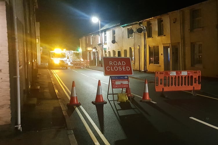Emergency water works were being carried out overnight near the Victoria Arms public house in North Street, Wellington.