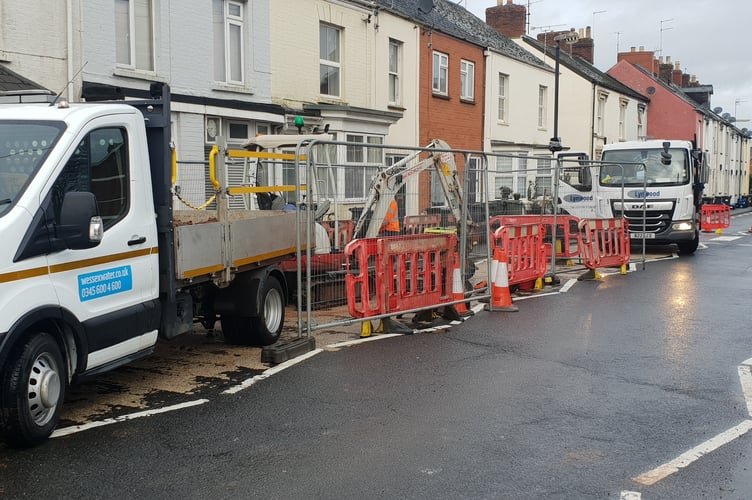 Wessex Water engineers have been carrying out urgent work in North Street, Wellington, after a sewage pipe burst and flooded the basement of a house.